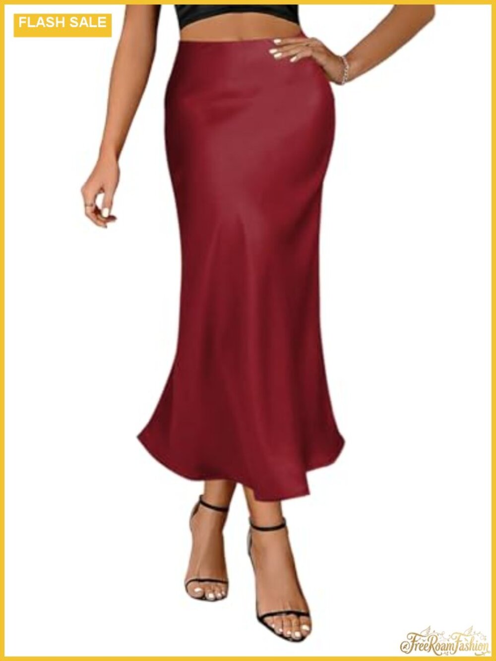 Womens Silk Satin High Waist A-Line Maxi Skirt
